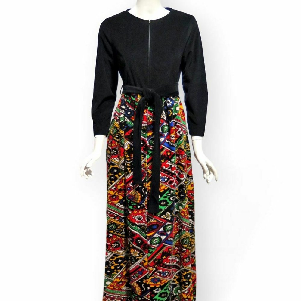 Vintage 60s 70s Maxi Dress - Hostess Gown - Picture 1 of 4